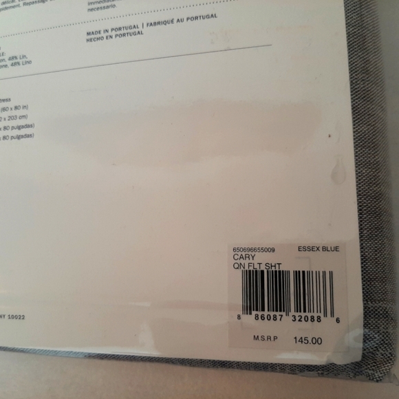 Ralph Lauren Queen Cary Oakview Flat Sheet Essex Blue MSRP $145 - Picture 5 of 10